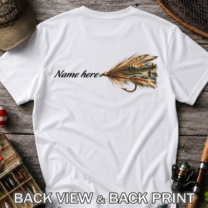 Personalized Fly Fishing Lure Name Graphic T-Shirt | Back Print