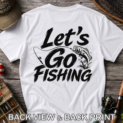 Let's Go Fishing with Jumping Bass Graphic T-Shirt | Back Print
