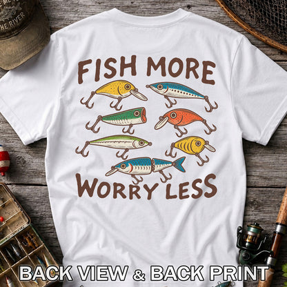 Colorful Fishing Lures and Hooks Graphic T-Shirt | Back Print