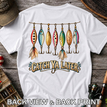 Catch Ya Later Vintage Fishing Lures Graphic T-Shirt | Back Print