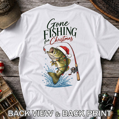 Gone Fishing for Christmas Bass Fishing Graphic T-Shirt | Back Print