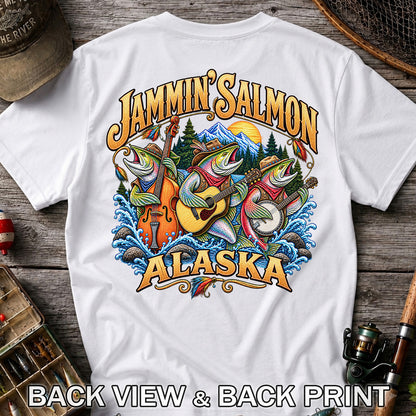 Salmon Music Band Alaska Fishing Graphic T-Shirt | Back Print