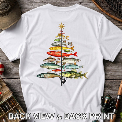 Vintage Fish Collection Fishing Rod Graphic T-Shirt | Back Print