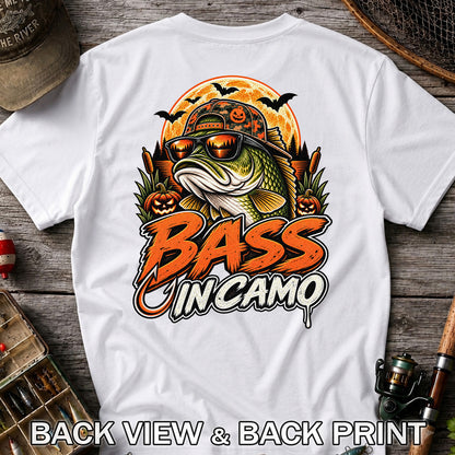 Bass in Camo Halloween Bass Fishing Graphic T-Shirt | Back Print