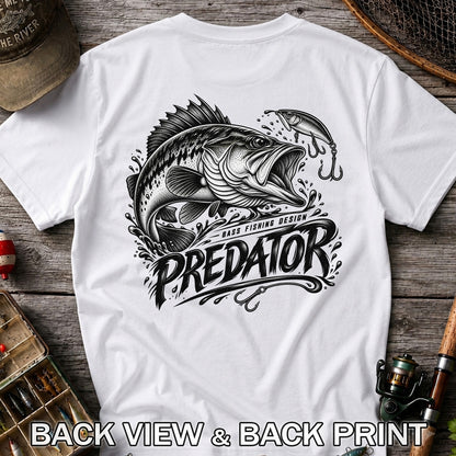 Predator Bass Fishing Design Largemouth Bass Graphic T-Shirt | Back Print