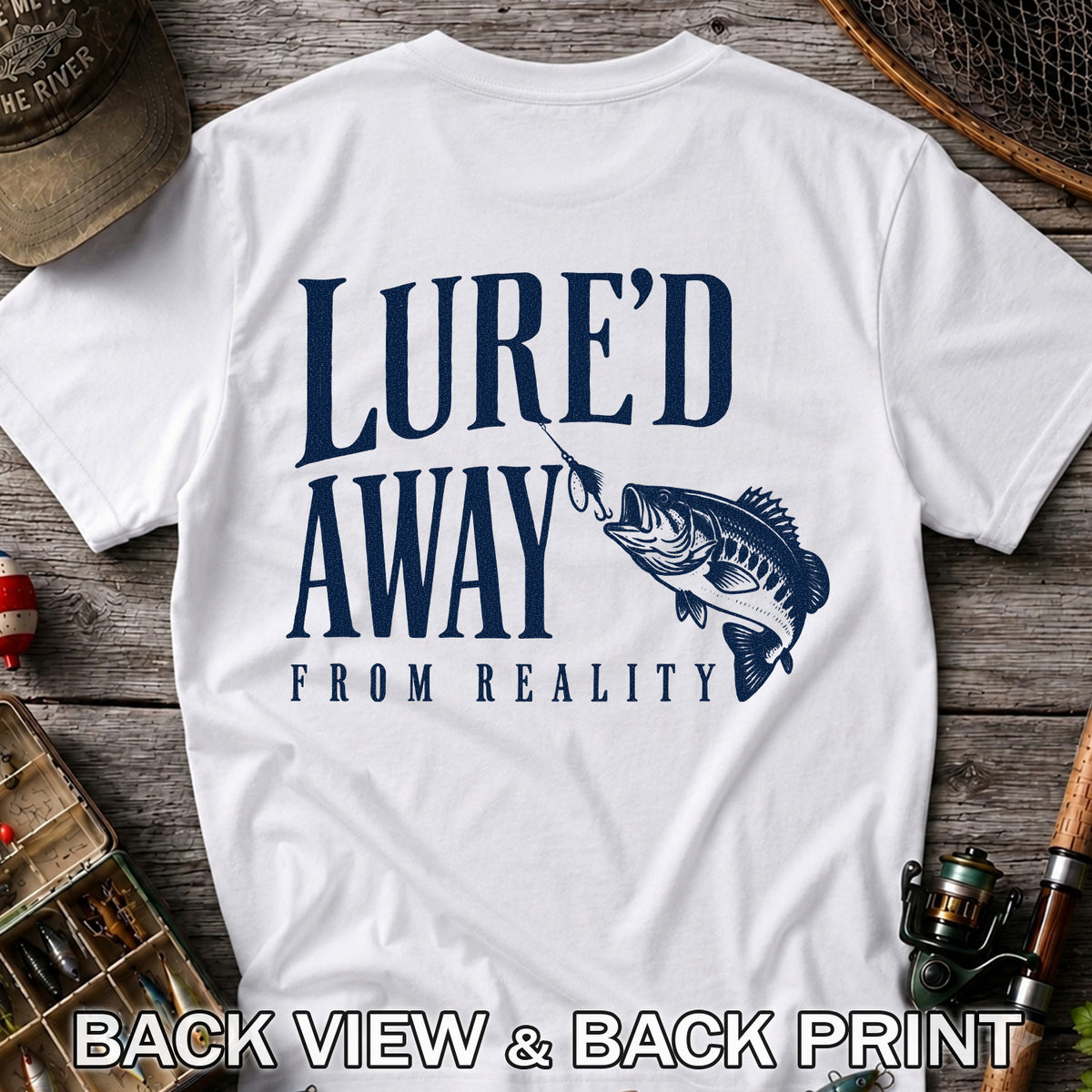 Largemouth Bass Fishing Lure Graphic T-Shirt | Back Print