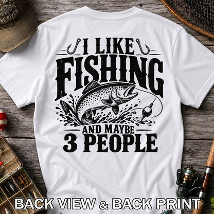 Funny Trout Fishing Three People Graphic T-Shirt | Back Print
