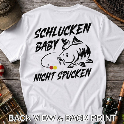 Schlucken Baby Nicht Spucken Funny Bass Fishing T-Shirt | Back Print