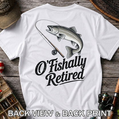 Retired Trout Fishing Rod Graphic T-Shirt | Back Print