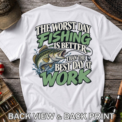 Largemouth Bass Fishing Humor Graphic T-Shirt | Back Print