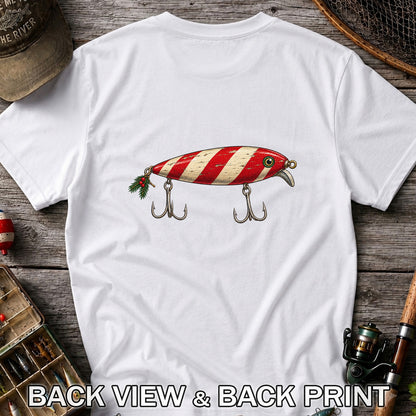 Vintage Red and Cream Fishing Lure Graphic T-Shirt | Back Print