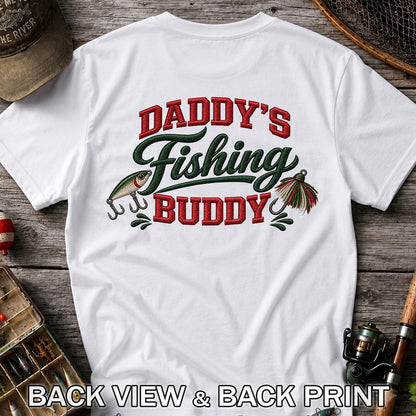 Daddy's Fishing Buddy Funny Fishing Graphic T-Shirt | Back Print