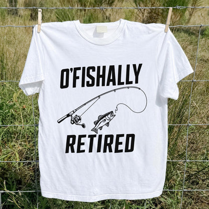Retirement Fishing Graphic T-Shirt with Fishing Rod and Bass