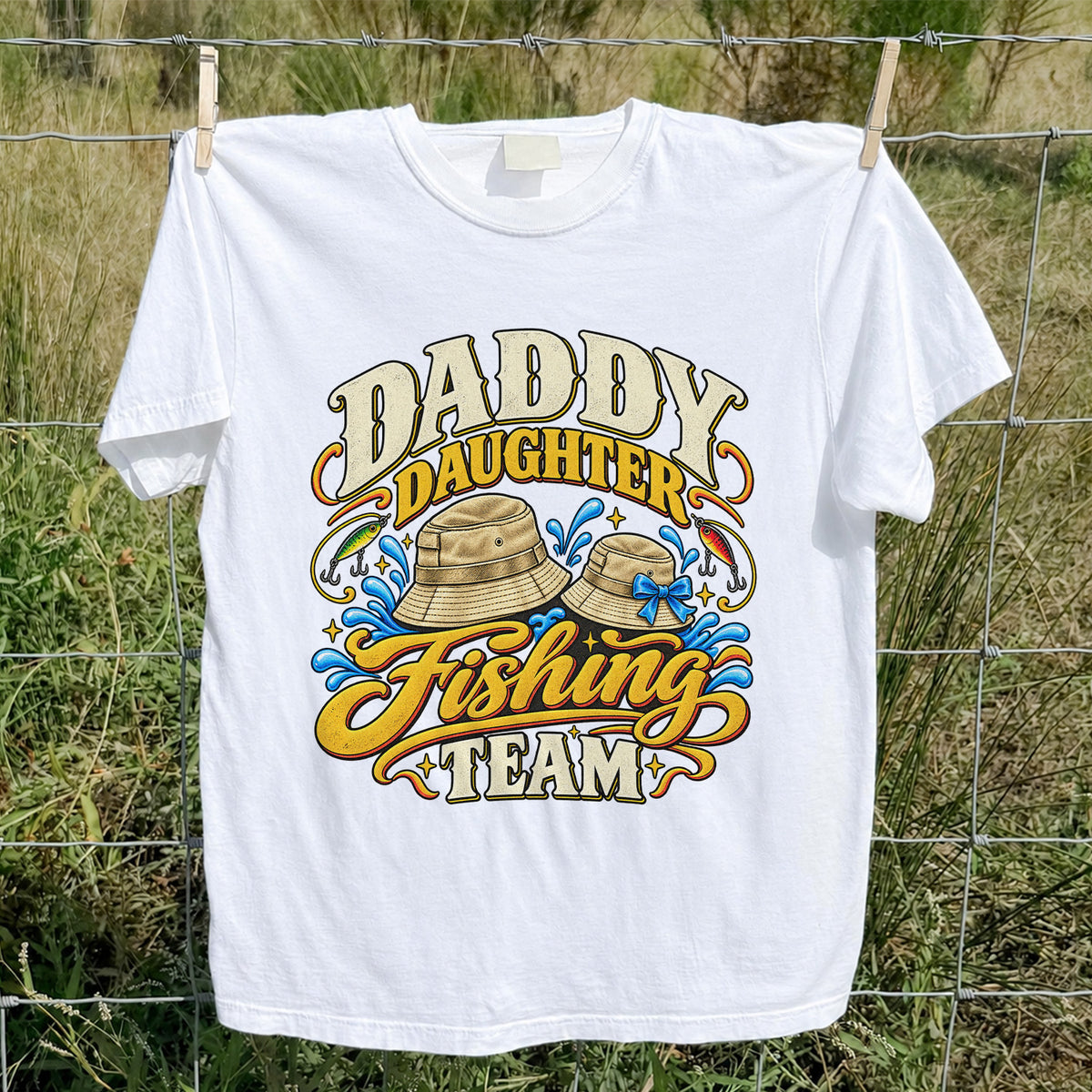 Dad Daughter Fishing Team Family Fishing Graphic T-Shirt