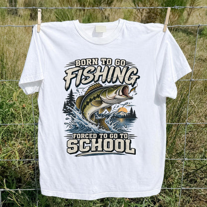 Born to Go Fishing Forced to Go to School Largemouth Bass T-Shirt