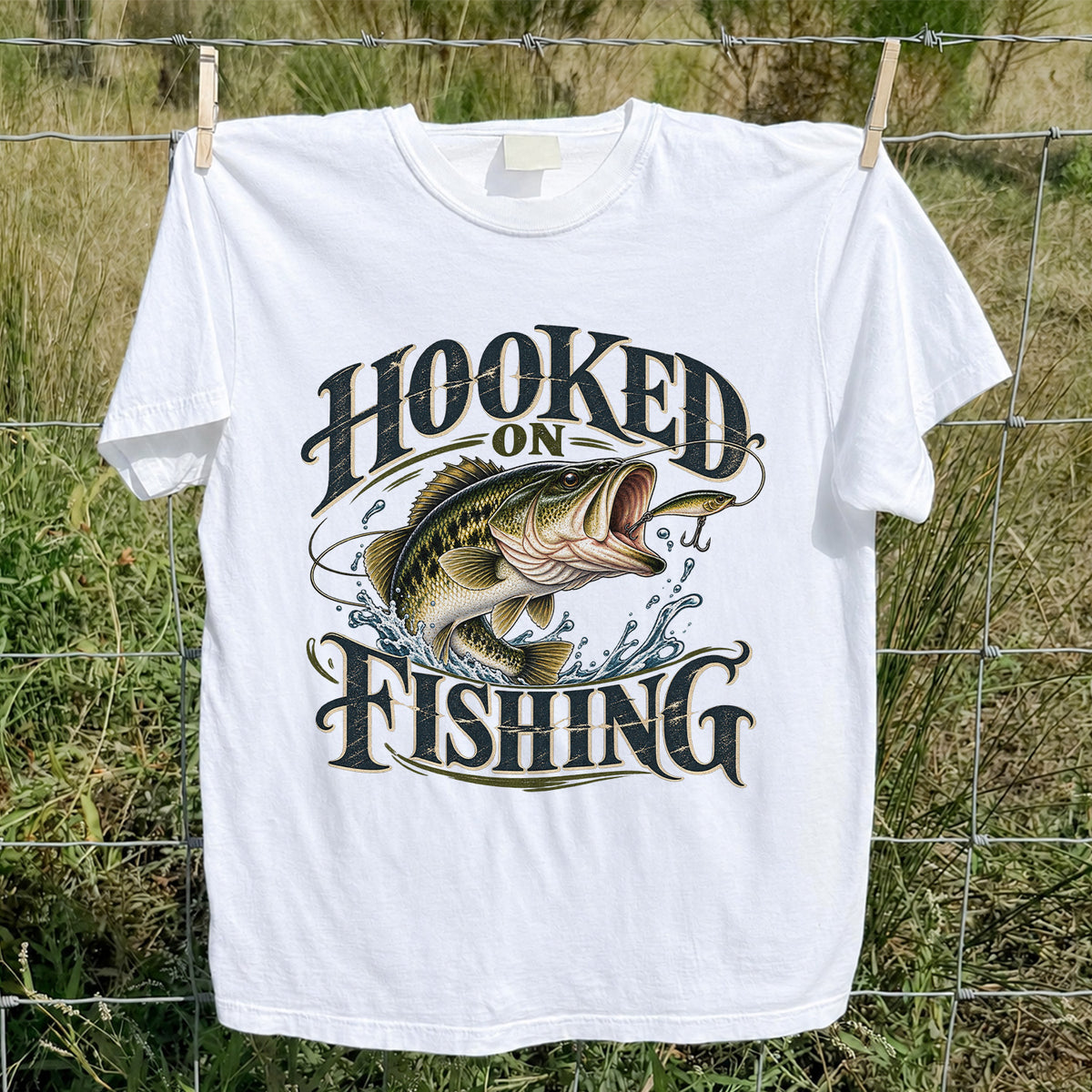 Hooked on Fishing Largemouth Bass Graphic T-Shirt