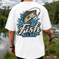 Fish All Day Jumping Bass Fishing Graphic T-Shirt | Back Print