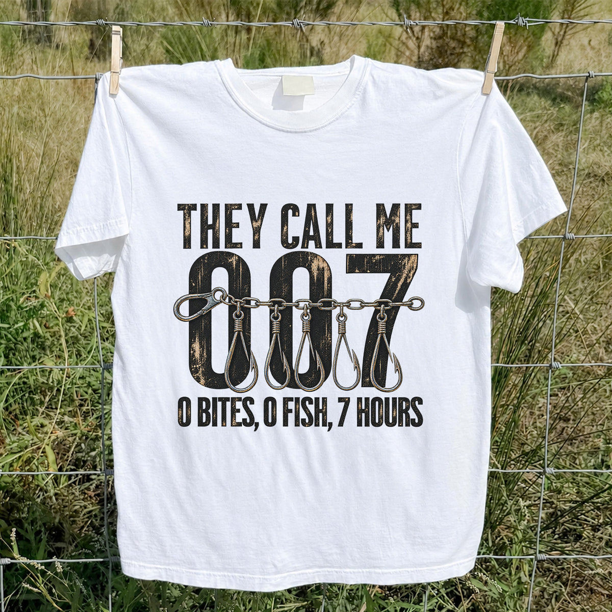 Zero Bites Fishing Hook Funny Graphic T-Shirt