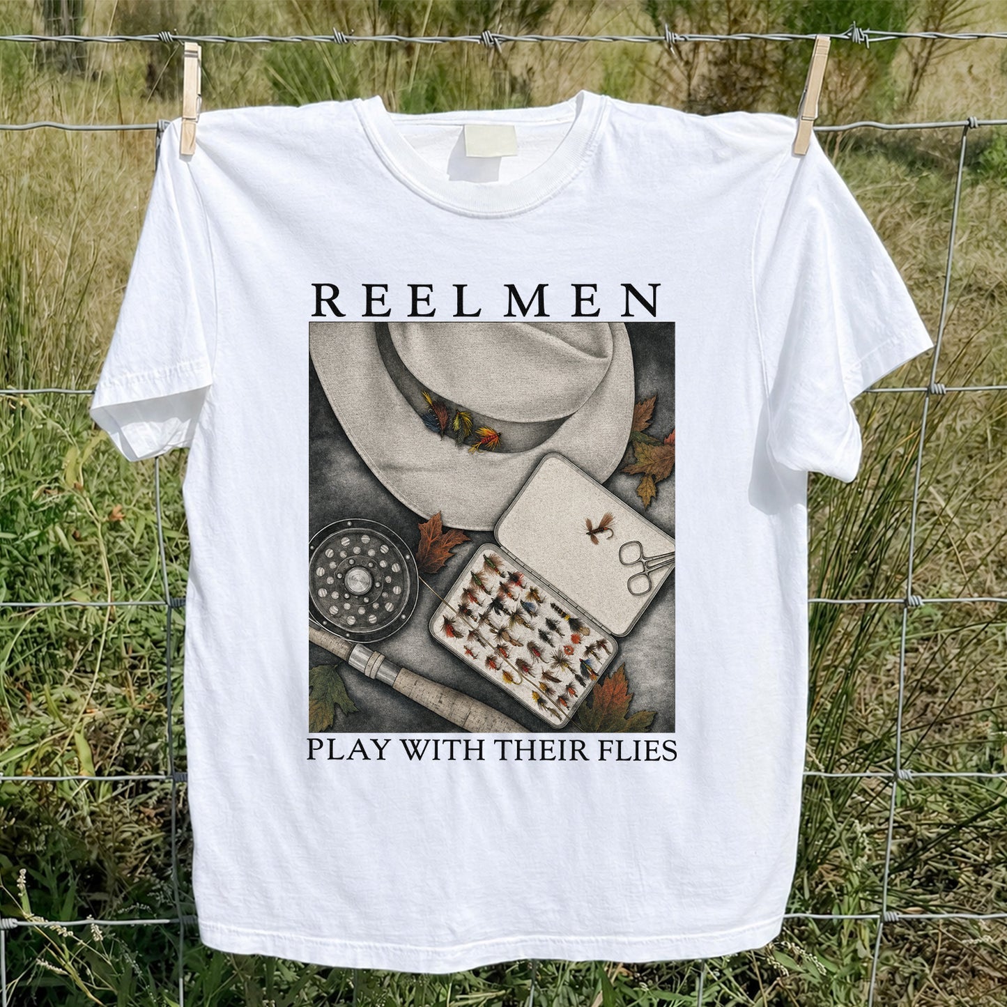 Fly Fishing T-Shirt Reelmen Play With Their Flies Vintage Fly Fisherman Tee