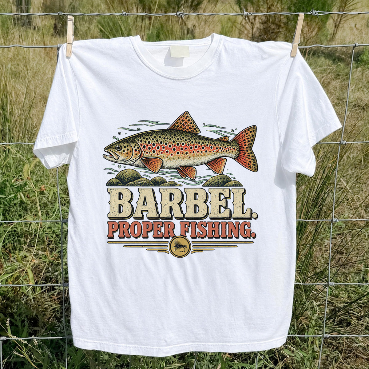 Barbel Proper Fishing Brown Trout Graphic T-Shirt