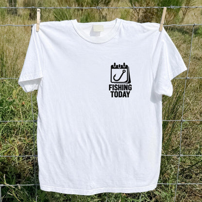 Fishing Today Calendar and Hook Minimalist Graphic T-Shirt