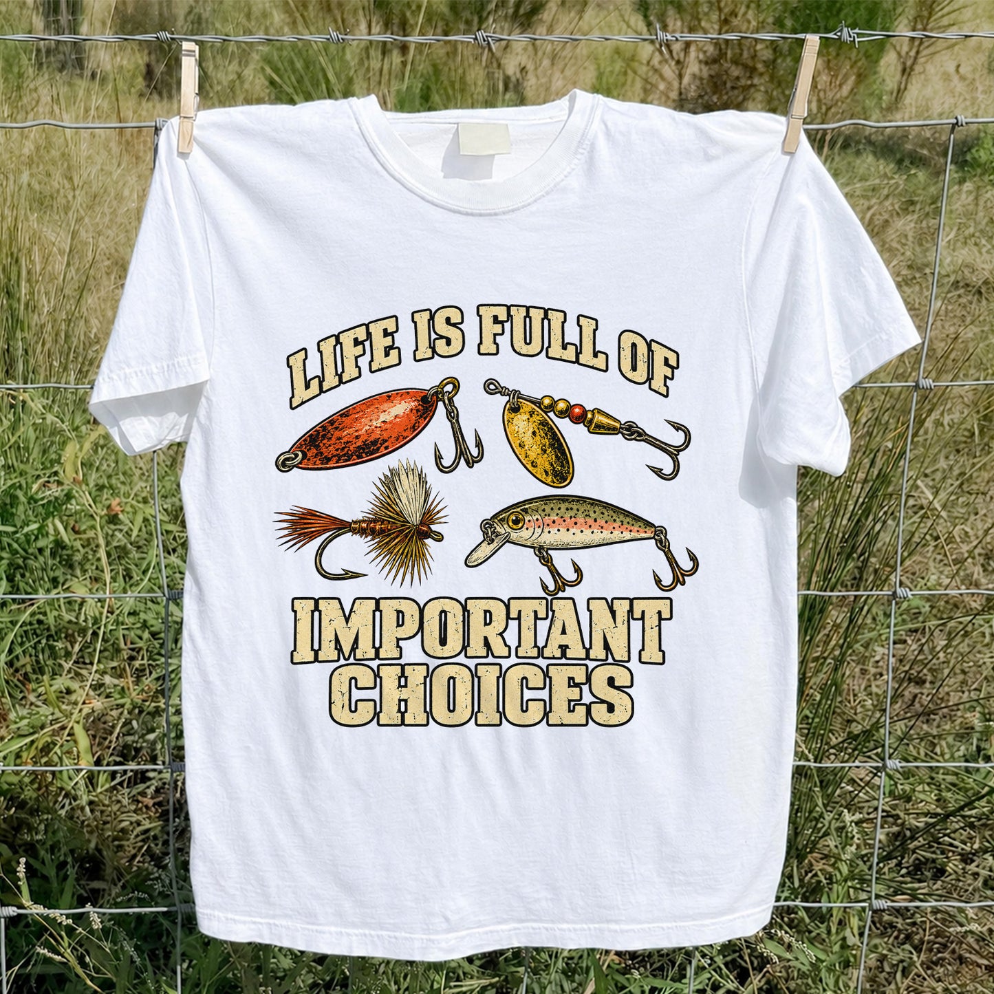 Life Is Full of Important Choices Funny Fishing Lures T-Shirt