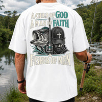 A Child of God A Man of Faith A Fisher of Men Bass Fishing T-Shirt | Back Print