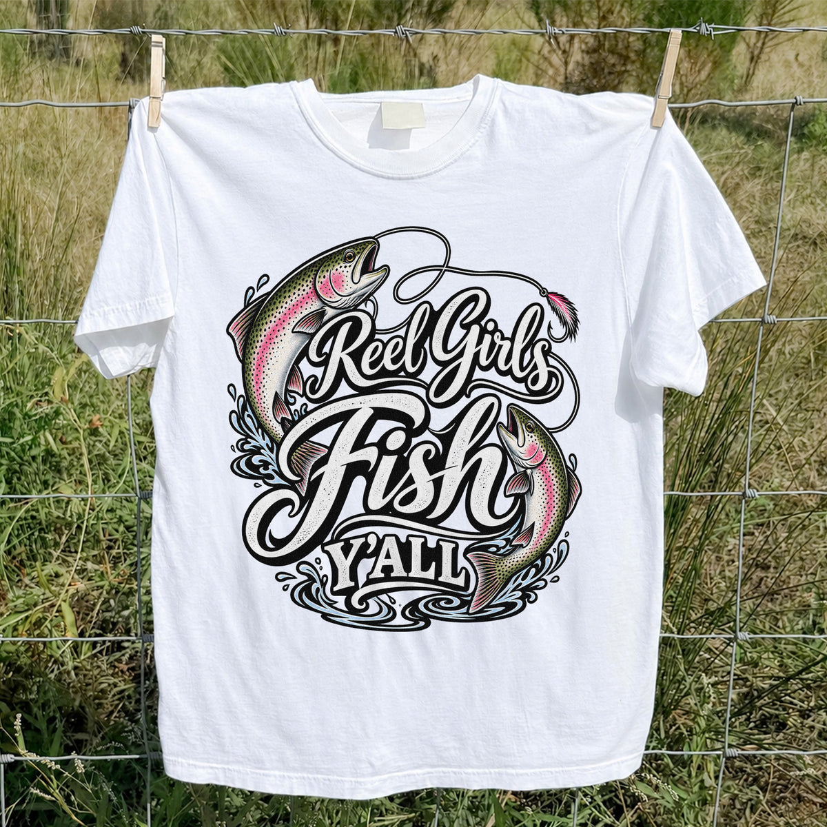 Reel Girls Fish Y'all Rainbow Trout Women's Fishing T-Shirt