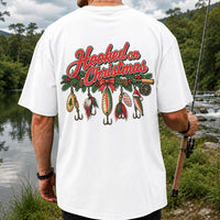 Hooked on Christmas Fishing Lure Ornaments Graphic T-Shirt | Back Print