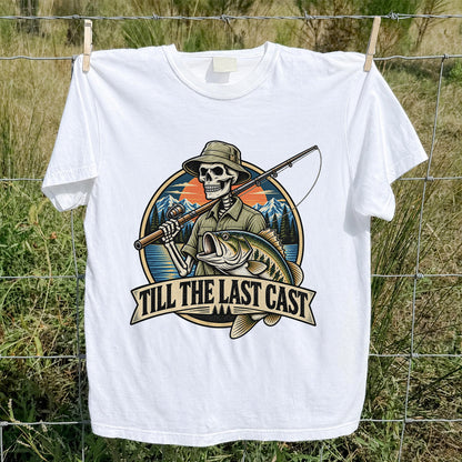 Till the Last Cast Skeleton Bass Fishing T-Shirt