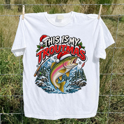 This Is My Troutmas Rainbow Trout Christmas Fishing T-Shirt