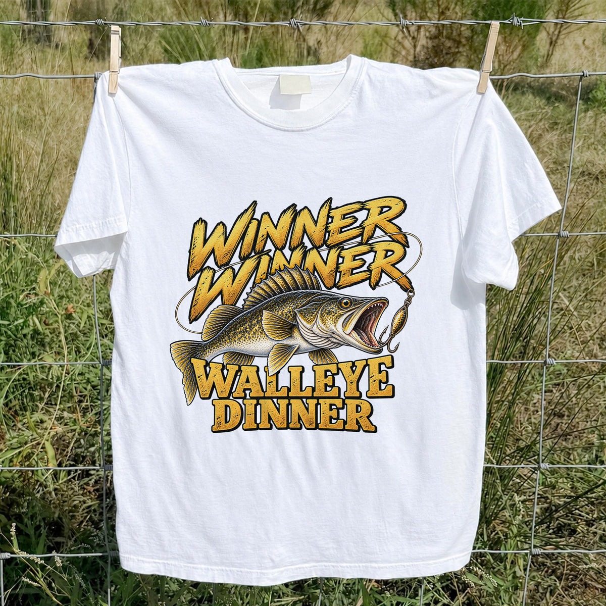 Winner Winner Walleye Dinner Funny Fishing Graphic T-Shirt