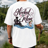 Hooked on Mom Rainbow Trout Family Fishing T-Shirt | Back Print