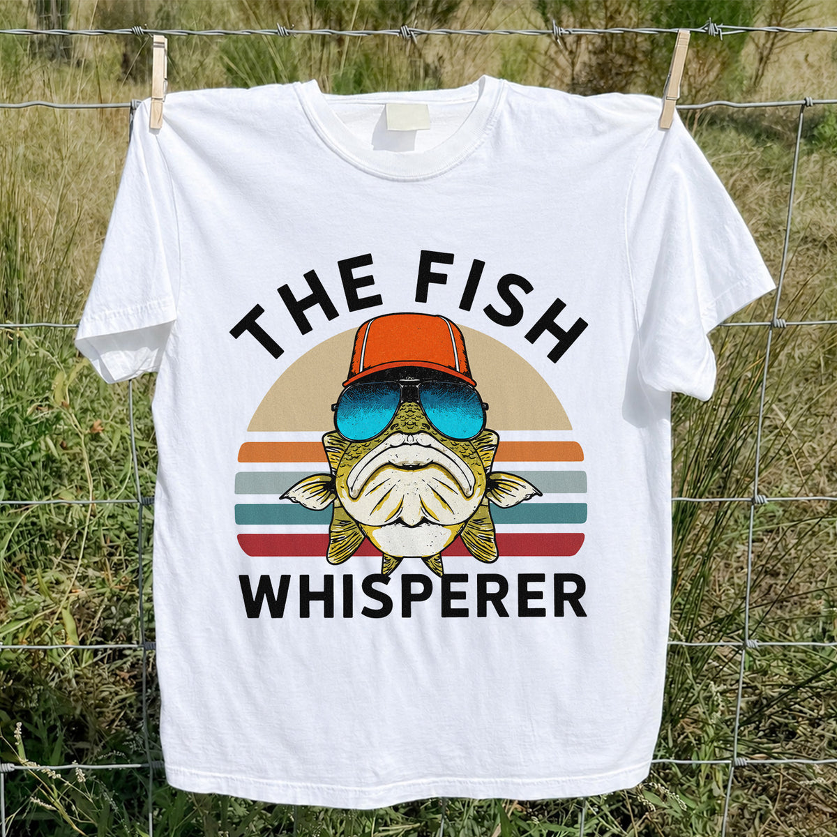 The Fish Whisperer Bass in Sunglasses Funny Fishing T-Shirt