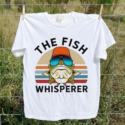 The Fish Whisperer Bass in Sunglasses Funny Fishing T-Shirt