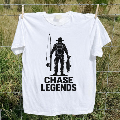 Chase Legends Fly Fishing Angler Silhouette Graphic T-Shirt