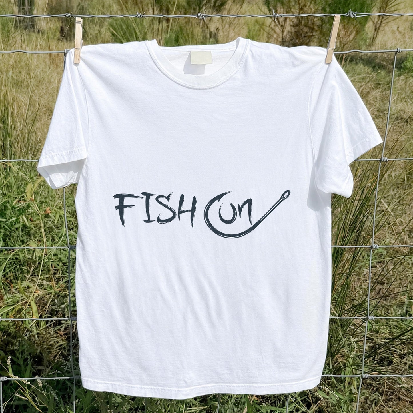 Fish On Fishing Hook Minimalist Graphic T-Shirt