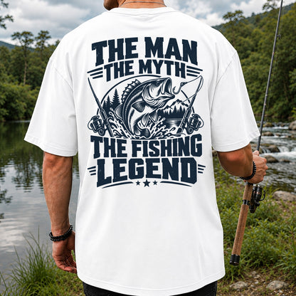 The Man The Myth The Fishing Legend Bass Graphic T-Shirt | Back Print