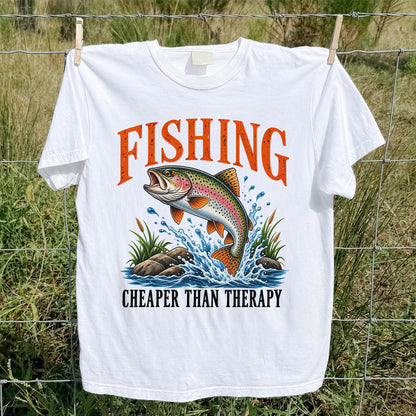 Fishing Cheaper Than Therapy Rainbow Trout Funny T-Shirt