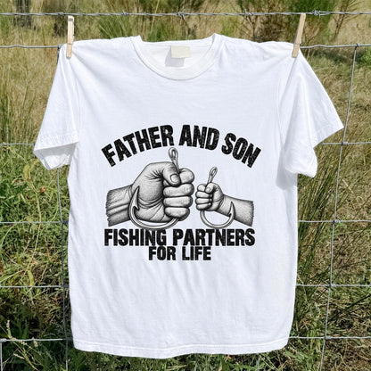 Father and Son Fishing Partners for Life Graphic T-Shirt