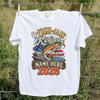 Retired Trout Fishing Patriotic Personalized Graphic T-Shirt
