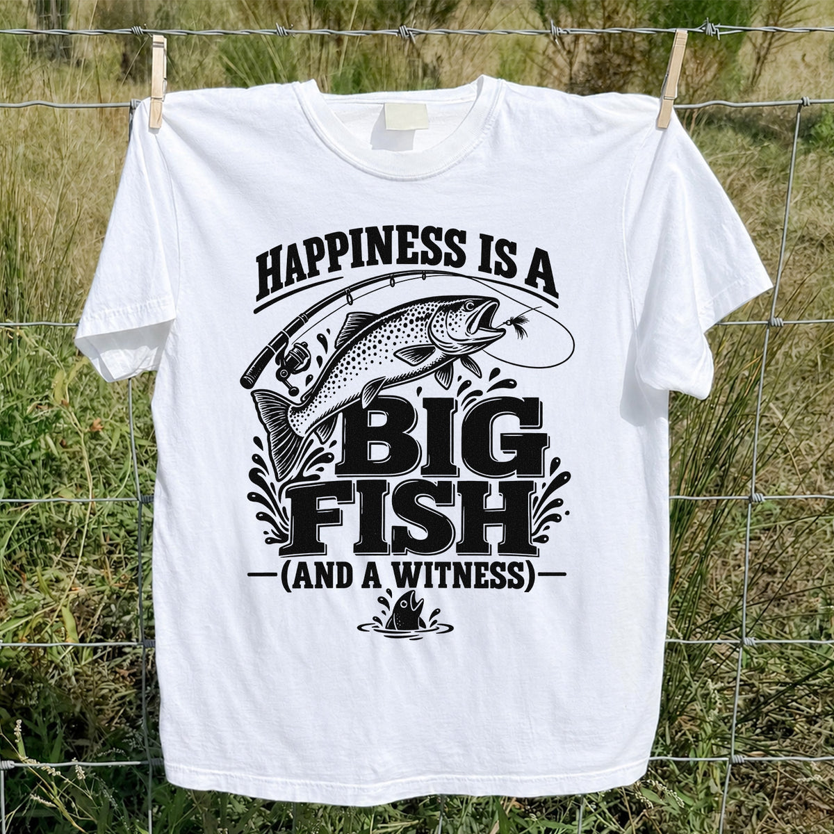 Happiness Is a Big Fish (And a Witness) Funny Trout Fishing T-Shirt