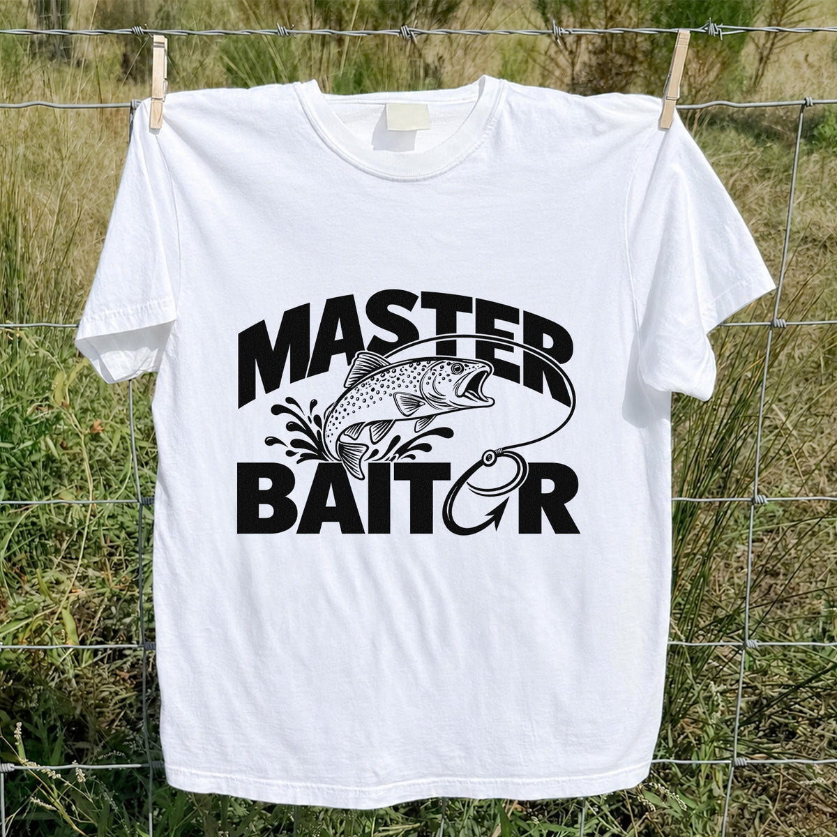 Master Baiter Funny Trout and Fishing Hook T-Shirt