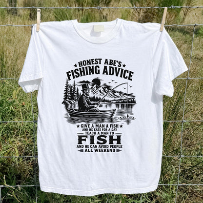 Honest Abe's Fishing Advice Funny Lincoln in a Boat T-Shirt