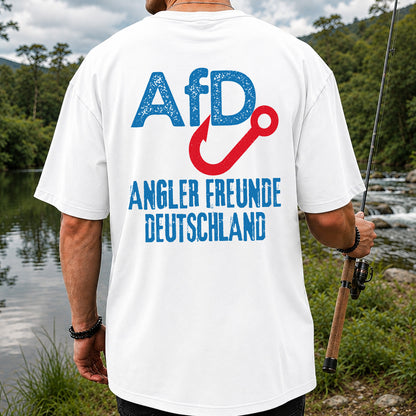 AFD Angler Freunde Deutschland Fishing Hook Graphic T-Shirt | Back Print
