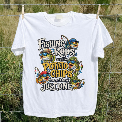 Fishing Rods Are Like Potato Chips You Can't Have Just One Funny Bass T-Shirt