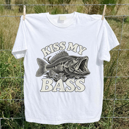 Kiss My Bass Vintage Fish Funny Fishing T-Shirt