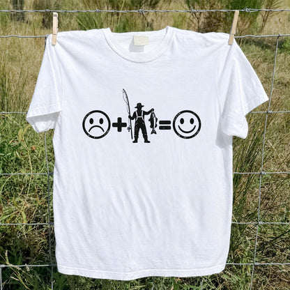 Fishing Turns Sad Face Into Happy Face Graphic T-Shirt