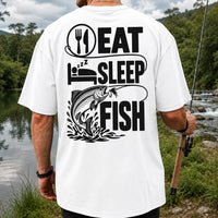 Eat Sleep Fish Trout Fly Fishing Graphic T-Shirt | Back Print