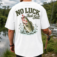 No Luck Just Skill Largemouth Bass Fishing Graphic T-Shirt | Back Print